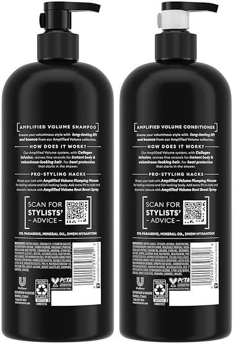 TRESemmé Shampoo and Conditioner Set, Amplified Volume + Collagen Infusion, 24H Full Body & Lift with Heat Protection + Keratin Repair Mask (3 Piece Set) - Image 2