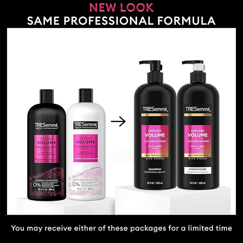 TRESemmé Shampoo and Conditioner Set, Amplified Volume + Collagen Infusion, 24H Full Body & Lift with Heat Protection + Keratin Repair Mask (3 Piece Set) - Image 3
