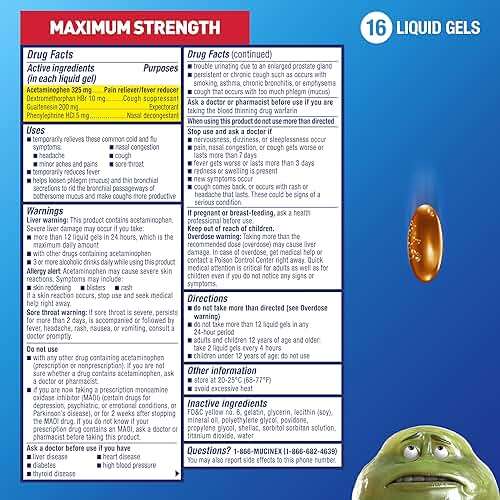 Mucinex Fast-Max Maximum Strength Cold, Flu & Sore Throat, Multi-Symptom Relief, Pain Reliever, Fever Reducer, Cough Suppressant, Expectorant, Nasal Decongestant, 16 Liquid Gels - Image 2