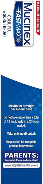 Mucinex Fast-Max Maximum Strength Cold, Flu & Sore Throat, Multi-Symptom Relief, Pain Reliever, Fever Reducer, Cough Suppressant, Expectorant, Nasal Decongestant, 16 Liquid Gels - Image 12