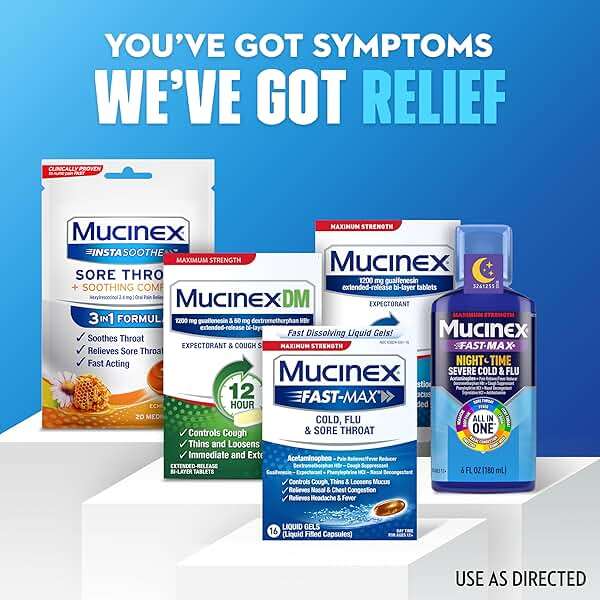 Mucinex Fast-Max Maximum Strength Cold, Flu & Sore Throat, Multi-Symptom Relief, Pain Reliever, Fever Reducer, Cough Suppressant, Expectorant, Nasal Decongestant, 16 Liquid Gels - Image 6