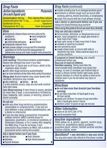 Mucinex Fast-Max Maximum Strength Cold, Flu & Sore Throat, Multi-Symptom Relief, Pain Reliever, Fever Reducer, Cough Suppressant, Expectorant, Nasal Decongestant, 16 Liquid Gels - Image 7