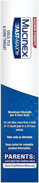 Mucinex Fast-Max Maximum Strength Cold, Flu & Sore Throat, Multi-Symptom Relief, Pain Reliever, Fever Reducer, Cough Suppressant, Expectorant, Nasal Decongestant, 16 Liquid Gels - Image 8