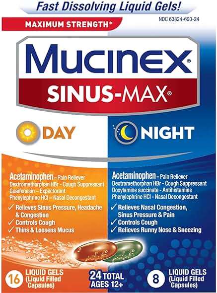 Mucinex Sinus-Max Liquid Gels for Day and Night, 24 Count - Image 12