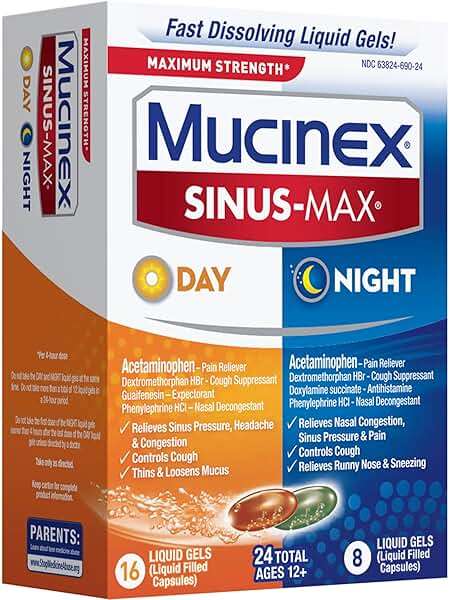 Mucinex Sinus-Max Liquid Gels for Day and Night, 24 Count - Image 16