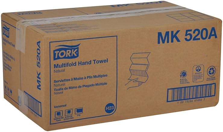 Tork Multifold Hand Towel, Natural, 100% recycled, FSC certified, Compatible with H2 Dispensers, 16 packs x 250 sheets (MK520A) - Image 9