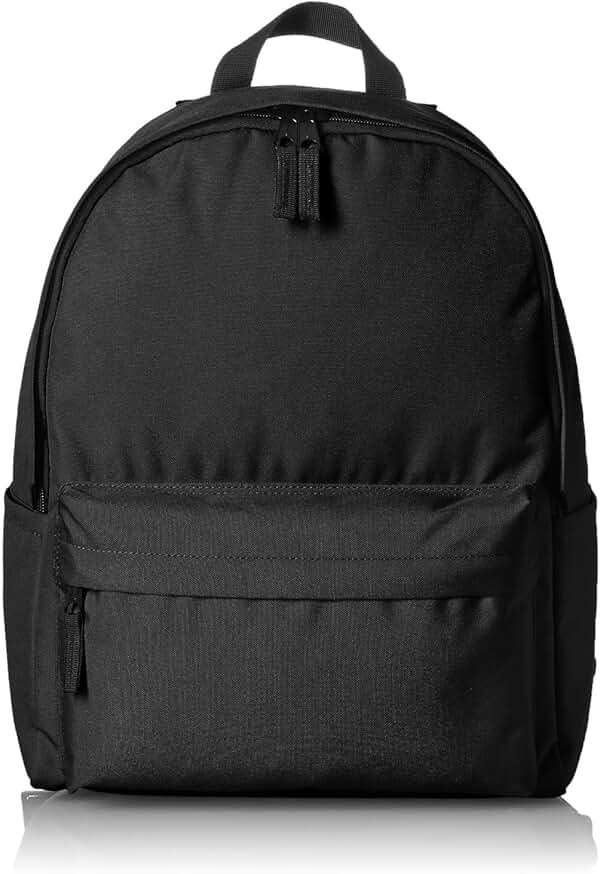 Amazon Basics Backpack for School, Travel, Study with Padded Adjustable Shoulder Straps, Spacious Compartment, Water Bottle Pockets, Durable Classic Design, Black - Image 1