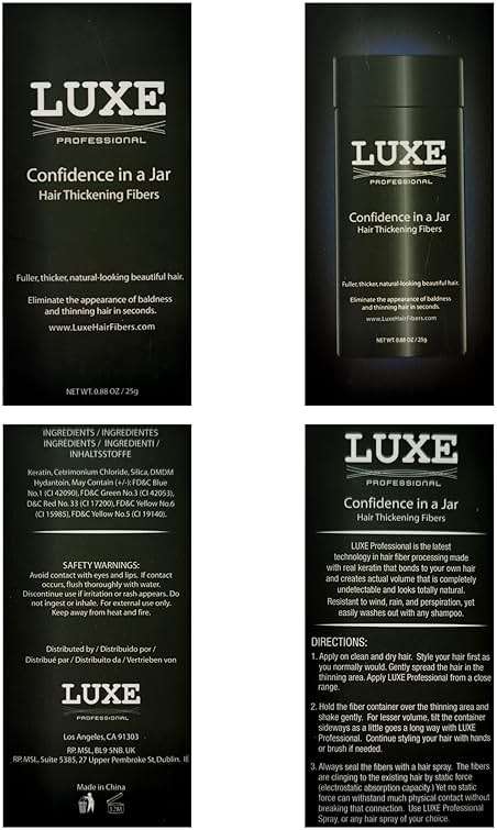 LUXE Hair Building Fibers - Thickening Fibers - CONFIDENCE IN A JAR – 2 + Months Supply – Hypoallergenic, Dermatologist Tested – Multiple Colors Available (Black) - Image 7