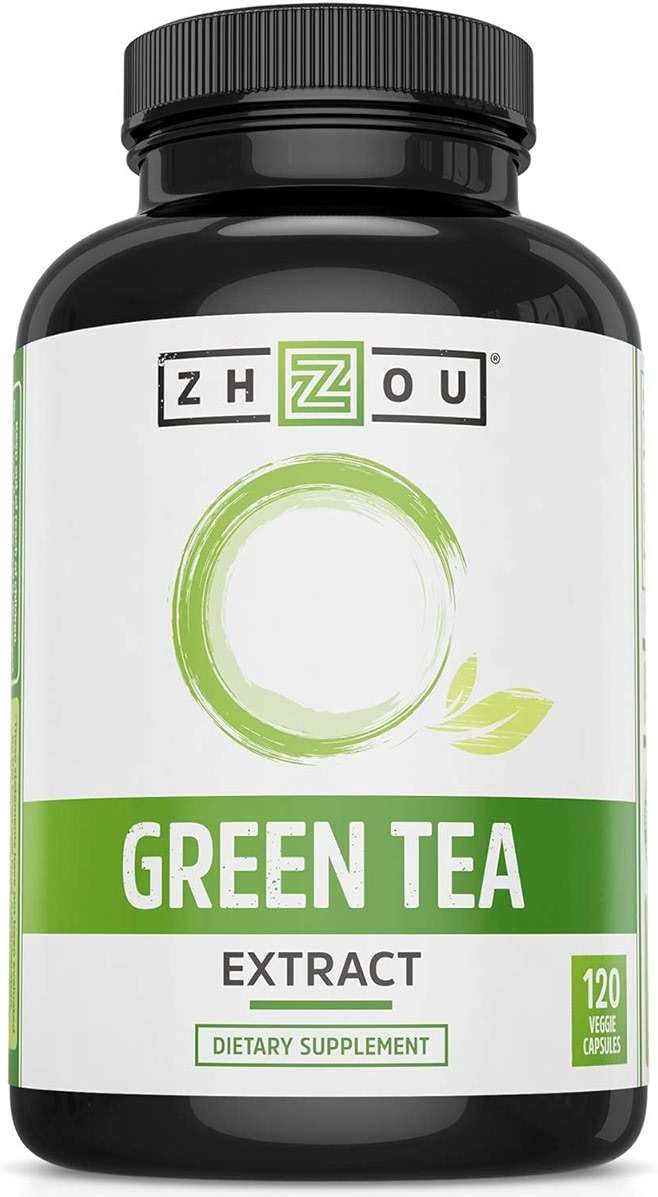 Zhou Green Tea Extract Capsules with EGCG, Natural Energy, Mental Focus, Immune Health, Antioxidant and Heart Support, Non-GMO, Vegan, Gluten Free, 120 Capsules - Image 1