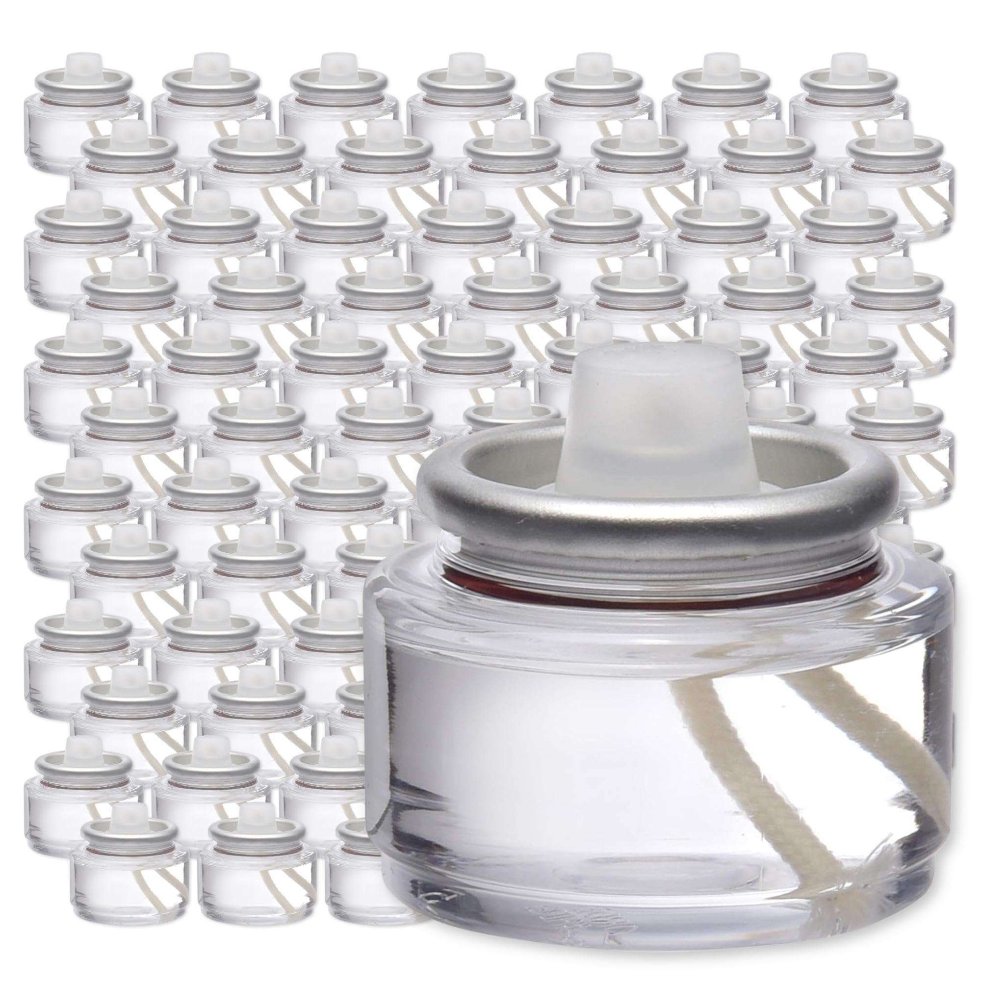 Hollowick Disposable Liquid Candles, 8 Hour, for Use in Glass Votive Tealight Lamp Holders, Restaurant Wedding Table Top Lights, Child Resistant Closures, 90 Pieces, Clear Fuel Oil HD8-90 - Image 1