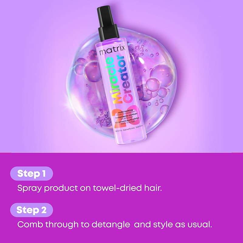Matrix Miracle Creator Leave-In Conditioner Spray - Heat Protectant, Anti-Frizz, Moisturizing & Detangling, Adds Shine, Primes For Styling, For Damaged & All Hair Types, Sulfate Free, 6.8 Fl Oz - Image 8