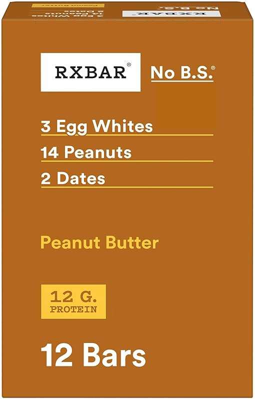 RXBAR Protein Bars, 12g Protein, Gluten Free Snacks, Snack Bars, Peanut Butter, 22oz Box (12 Count) - Image 1