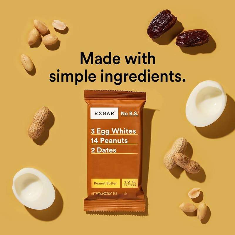 RXBAR Protein Bars, 12g Protein, Gluten Free Snacks, Snack Bars, Peanut Butter, 22oz Box (12 Count) - Image 3