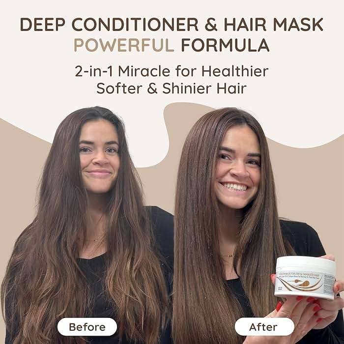 VITAMINS hair cosmetics Keratin Hair Mask Deep Conditioner for Dry Damaged Hair - Biotin, Collagen & Castor Oil Deep Conditioning, Repairs Split Ends & Restores Shine - For Thick Locks - Image 2