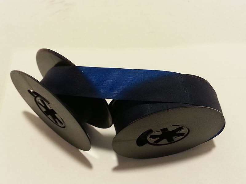 Universal Typewriter Ribbon - 1/2 Inch Blue Ink Twin Spool Fresh and New Fabric Ribbon - Image 1