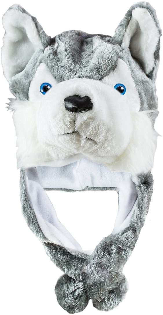 Super Z Outlet Cute Plush Animal Hat Winter Warm Winter Fashion Clothing Accessories (Husky/Wolf-Short) Grey - Image 1