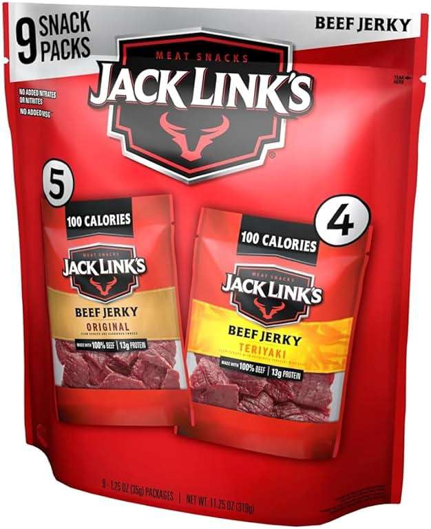 Jack Link's Beef Jerky Variety Pack - Original and Teriyaki - (9 Pack) 1.25 oz Bag - Ready to Eat Protein Snacks - 13g Protein per Serving - Made with 100% Real Beef - Image 1