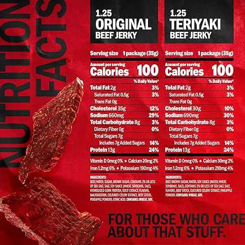Jack Link's Beef Jerky Variety Pack - Original and Teriyaki - (9 Pack) 1.25 oz Bag - Ready to Eat Protein Snacks - 13g Protein per Serving - Made with 100% Real Beef - Image 2