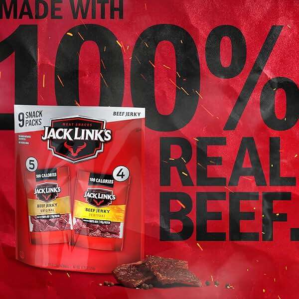 Jack Link's Beef Jerky Variety Pack - Original and Teriyaki - (9 Pack) 1.25 oz Bag - Ready to Eat Protein Snacks - 13g Protein per Serving - Made with 100% Real Beef - Image 3
