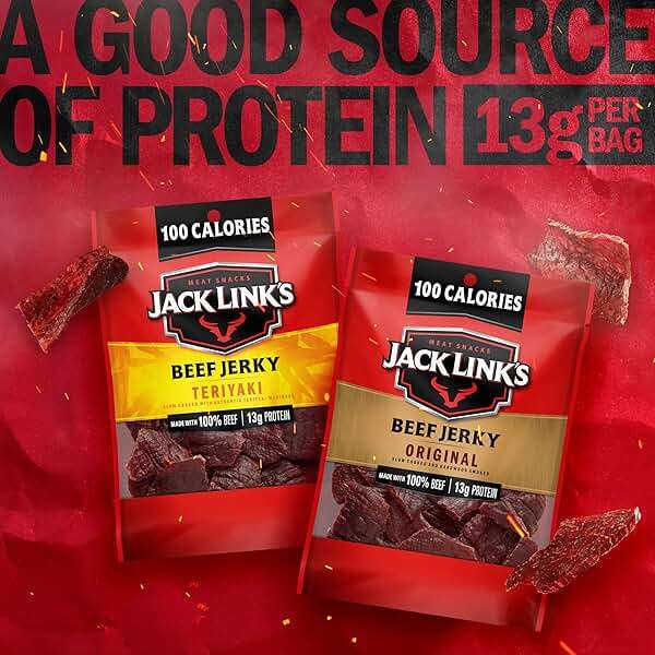Jack Link's Beef Jerky Variety Pack - Original and Teriyaki - (9 Pack) 1.25 oz Bag - Ready to Eat Protein Snacks - 13g Protein per Serving - Made with 100% Real Beef - Image 4