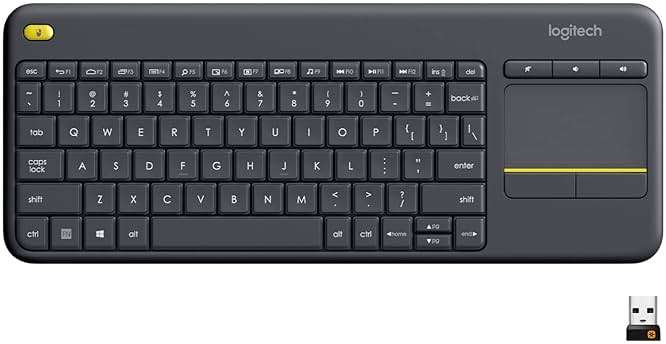 Logitech K400 Plus Wireless Touch TV Keyboard with Easy Media Control and Built-in Touchpad, HTPC Keyboard for PC-Connected TV, Windows, Android, ChromeOS, Laptop, Tablet - Black - Image 2