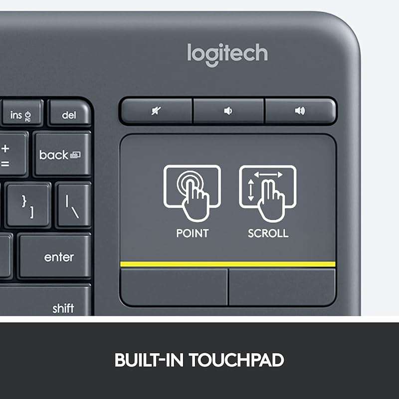 Logitech K400 Plus Wireless Touch TV Keyboard with Easy Media Control and Built-in Touchpad, HTPC Keyboard for PC-Connected TV, Windows, Android, ChromeOS, Laptop, Tablet - Black - Image 6