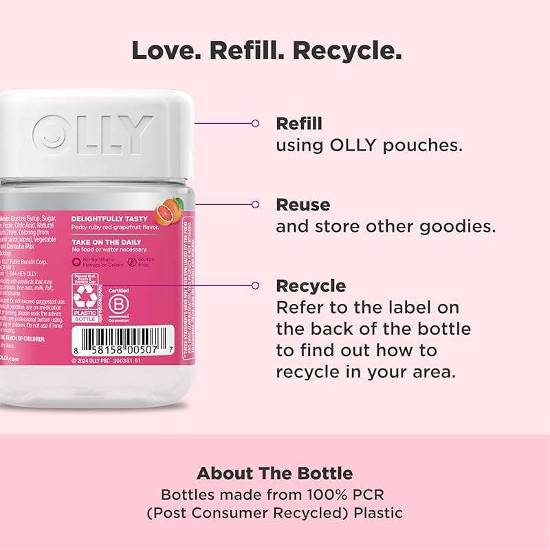 OLLY Hair Skin and Nails Gummies - Undeniable Beauty with Biotin 2500mcg Per 2 Gummies, Keratin & Vitamin C - Supports Healthy Hair, Skin, & Nails - Grapefruit Flavor - 60 Count - Image 5