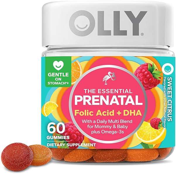 OLLY Prenatal Multivitamin Gummy, Daily Multi Blend for Mommy & Baby, Folic Acid, Omega 3 DHA, Vitamins A & D, Sweet Citrus Flavored, 30 Day Supply - 60 Count - Image 1