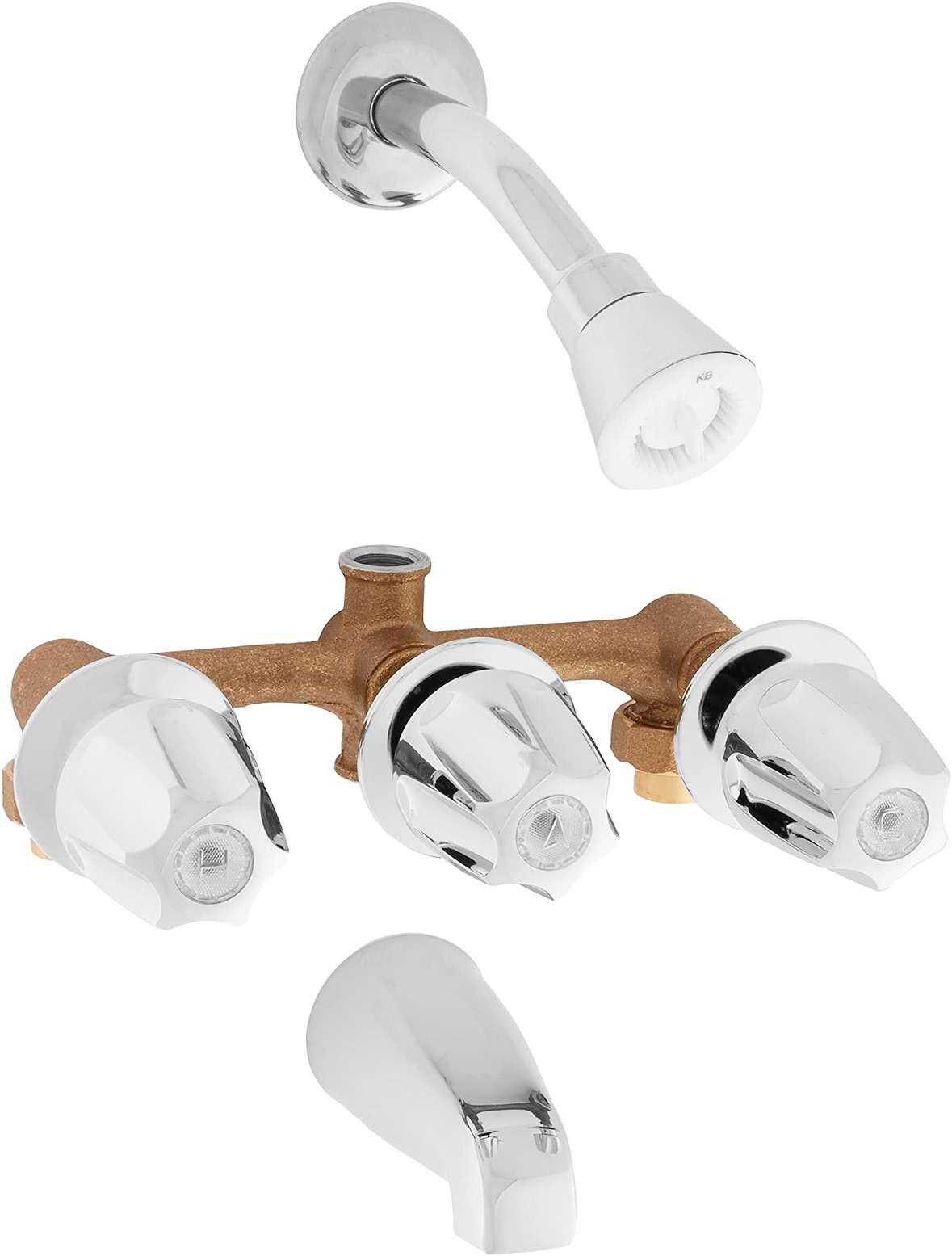 Kingston Brass Elements of Design EF110 Saloon 3-Handle Tub & Shower Faucet, 5", Polished Chrome - Image 1