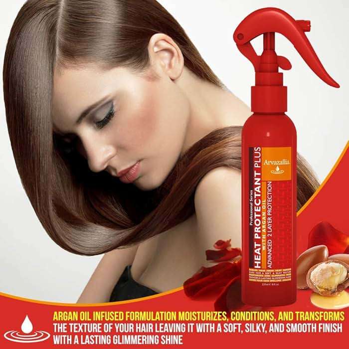 Arvazallia Heat Protectant Spray with Argan Oil - Professional Grade Thermal Protector, Leave-in Conditioner, Anti-frizz, and Shine Spray - Image 4