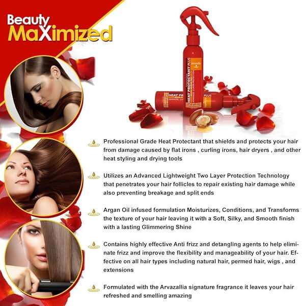 Arvazallia Heat Protectant Spray with Argan Oil - Professional Grade Thermal Protector, Leave-in Conditioner, Anti-frizz, and Shine Spray - Image 5