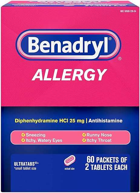 Benadryl Allergy Relief Medicine, 60 Single Use Packets of 2 Tablets - Image 1