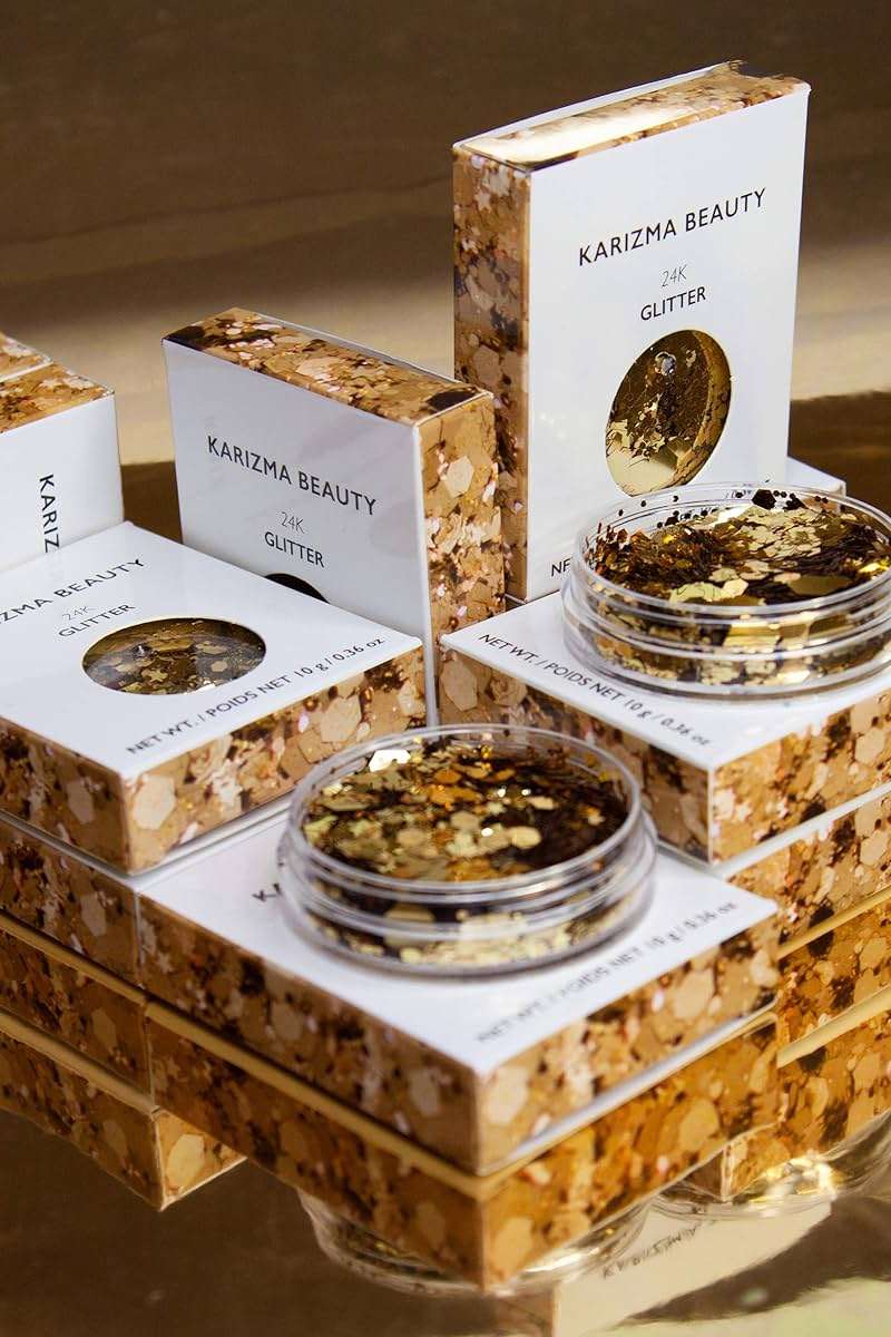 KARIZMA 24K Gold Glitter. 10g Chunky Face, Hair, Eye and Body for Women. Rave Festival Accessories, Cosmetic Makeup. Loose Set - Image 2