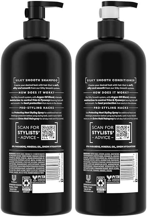 TRESemmé Shampoo and Conditioner Set, Silky & Smooth + Keratin Repair Hair Mask – Anti-Frizz Hair Products with Argan Oleo Blend (3 Piece Set) - Image 2