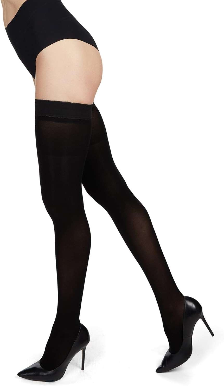 MeMoi Microfiber Opaque Thigh High Stockings - Image 2