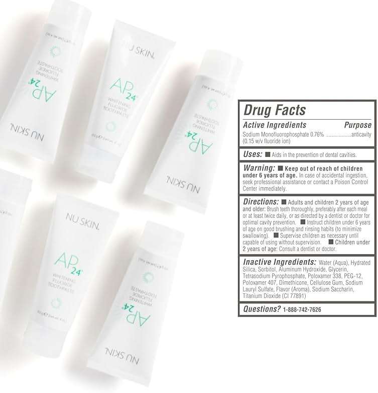 Nu Skin AP 24 Whitening Fluoride Toothpaste | AP 24 Blend | Vanilla Mint Flavor | Brightens Teeth | Removes Surface Stains | Prevents Dental Cavities & Plaque | Enamel-Safe | 4 oz | 1 Pack - Image 5