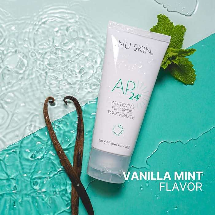 Nu Skin AP 24 Whitening Fluoride Toothpaste | AP 24 Blend | Vanilla Mint Flavor | Brightens Teeth | Removes Surface Stains | Prevents Dental Cavities & Plaque | Enamel-Safe | 4 oz | 1 Pack - Image 7