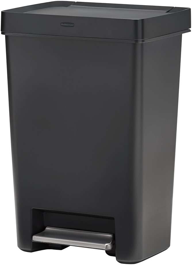Rubbermaid Premier Series II Step-On Trash Can for Home and Kitchen, with Lid Lock and Slow Close, 12.4 Gallon, Charcoal, for Home/Kitchen/Garage/Apartment/Office - Image 1