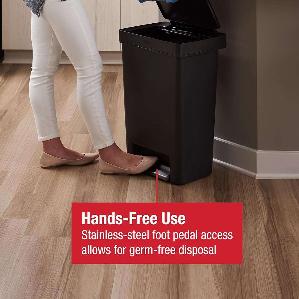Rubbermaid Premier Series II Step-On Trash Can for Home and Kitchen, with Lid Lock and Slow Close, 12.4 Gallon, Charcoal, for Home/Kitchen/Garage/Apartment/Office - Image 5