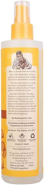 Burt's Bees for Pets Waterless Cat Shampoo for Cats with Shea Butter and Honey - A No Rinse Dry Kitten Shampoo, Gentle Cat Grooming Supplies for Pet Cleaning, Kittens & Indoor Cats, 10 Fl Oz - Image 3