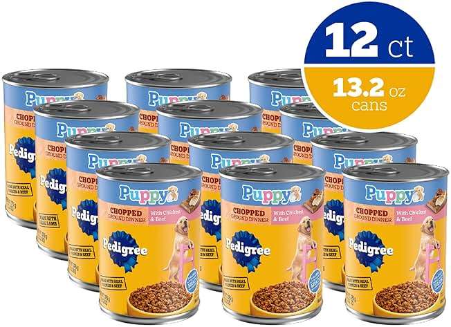 Pedigree Puppy Chopped Ground Dinner Wet Puppy Food with Chicken & Beef, Canned Dog Food, 13.2 oz. Cans, 12 Count - Image 2