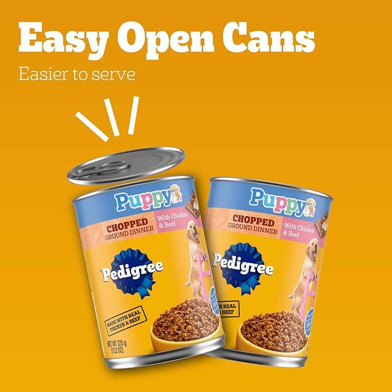 Pedigree Puppy Chopped Ground Dinner Wet Puppy Food with Chicken & Beef, Canned Dog Food, 13.2 oz. Cans, 12 Count - Image 10