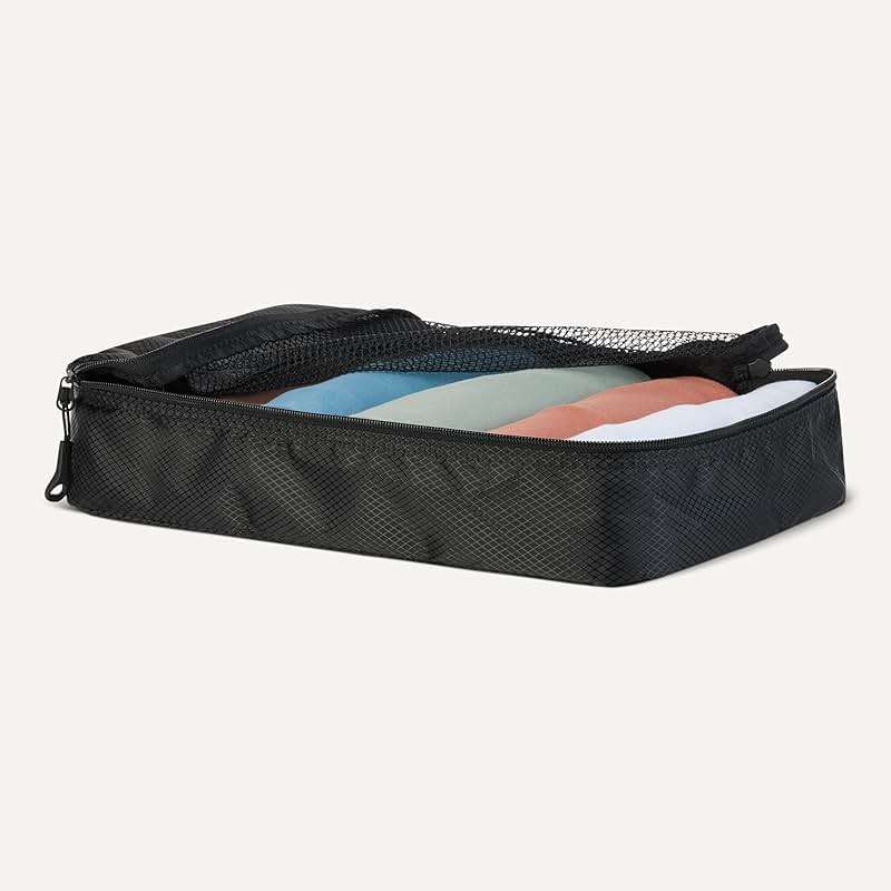 Amazon Essentials 4-Piece Packing Cubes Travel Accessories Set, Luggage Organizer with Double Zipper, Mesh Top, 100% Polyester, Medium, Black (Previously Amazon Basics) - Image 3