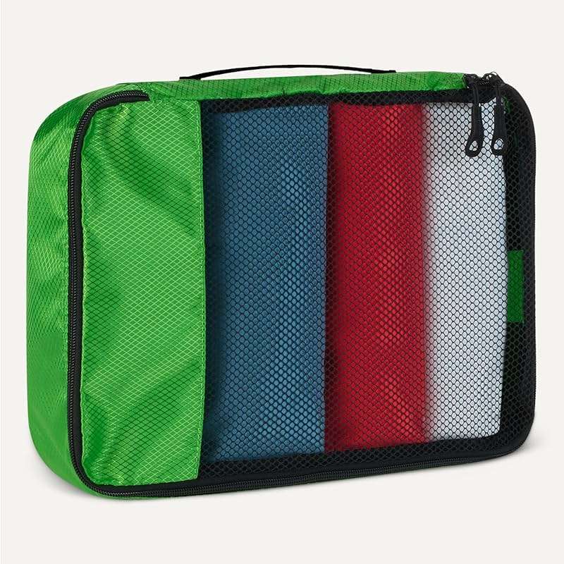 Amazon Essentials 4-Piece Packing Cubes Travel Accessories Set, Luggage Organizer with Double Zipper, Mesh Top, Space-Saving for Suitcases, Small/Medium/Large/Slim, Green (Previously Amazon Basics) - Image 4