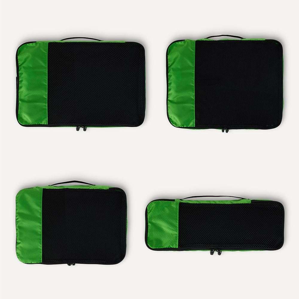 Amazon Essentials 4-Piece Packing Cubes Travel Accessories Set, Luggage Organizer with Double Zipper, Mesh Top, Space-Saving for Suitcases, Small/Medium/Large/Slim, Green (Previously Amazon Basics) - Image 5