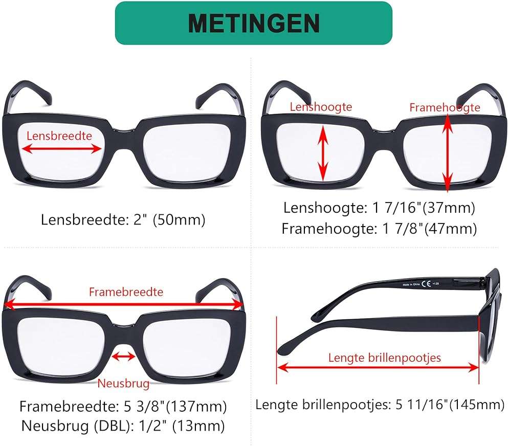 Eyekepper Stylish Reading Glasses Women - Oversized Square Readers Black +2.50 - Image 3