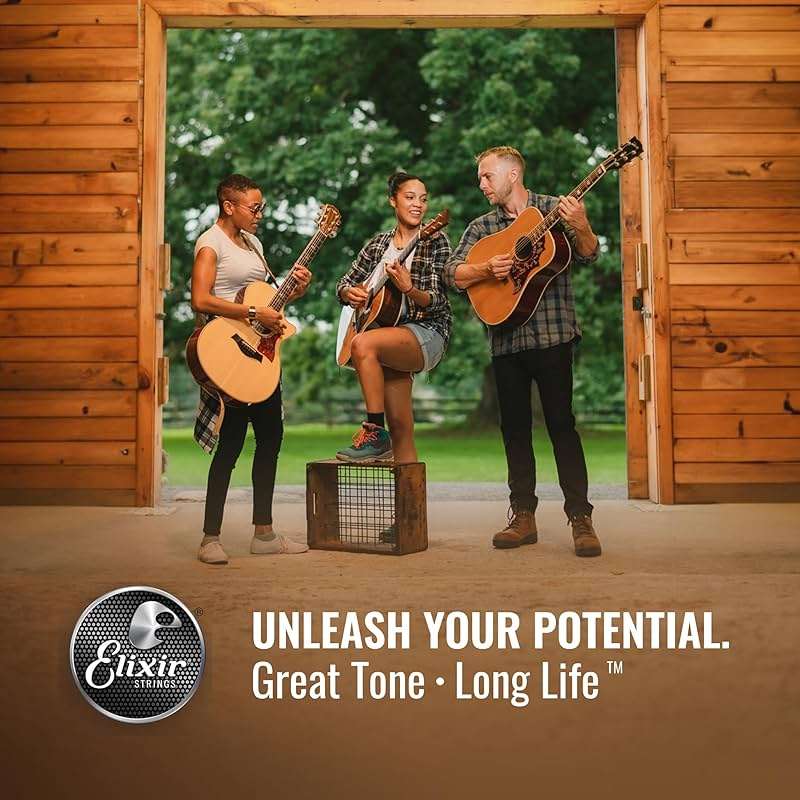 Elixir Strings, Acoustic Guitar Strings, Phosphor Bronze with NANOWEB Coating, Longest-Lasting Rich and Full Tone with Comfortable Feel, 6 String Set, 3 Pack, Light 12-53 - Image 4