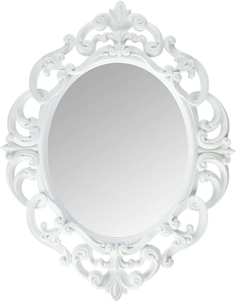 Kole Imports Oval Vintage Wall Mirror, White, 11.5 x 15 Inch - Image 1