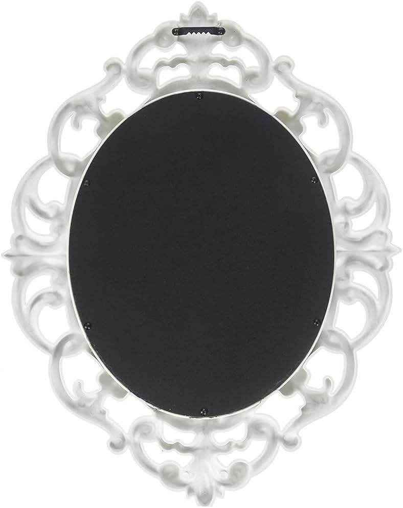Kole Imports Oval Vintage Wall Mirror, White, 11.5 x 15 Inch - Image 3