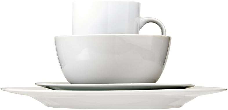 Amazon Basics 16-Piece Porcelain Dinnerware Set, Microwave and Dishwasher Safe, Service for 4, Plates, Bowls and Mugs, White - Image 8